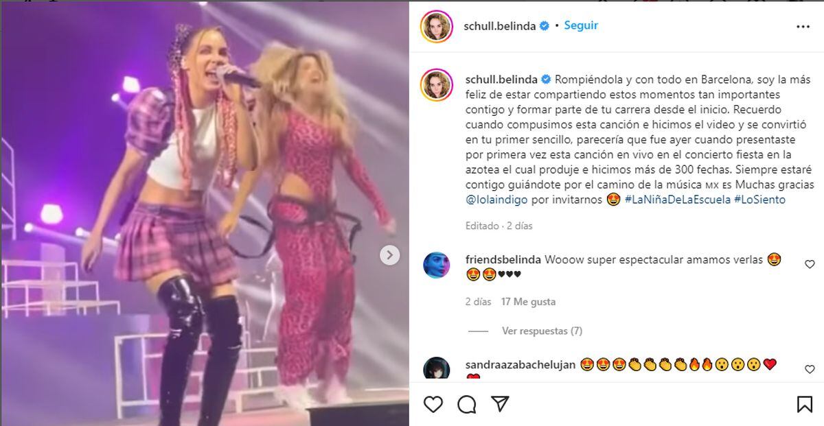La mamá de Belinda le dedicó un post a su hija tras su presentación en Barcelona (Foto: Belinda Schüll / Instagram)