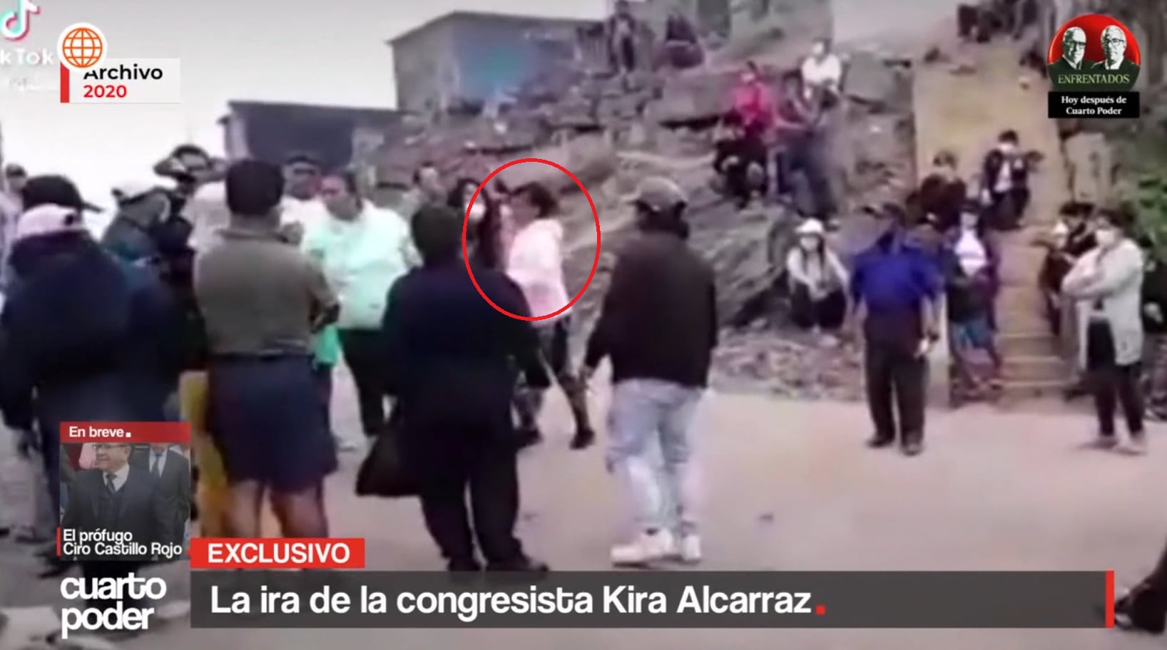 Registro de Kira Alcaraz en el 2020, cuando no era congresista y en una gresca vecinal.