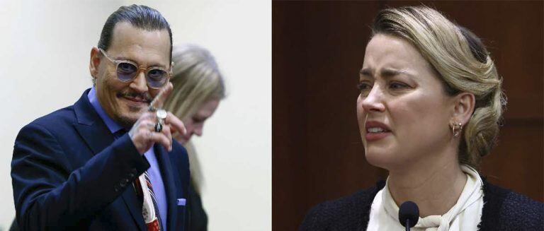 Johnny Depp y Amber Heard en el juicio.