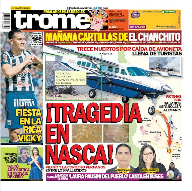 Portada Trome domingo 2 de agosto del 2026