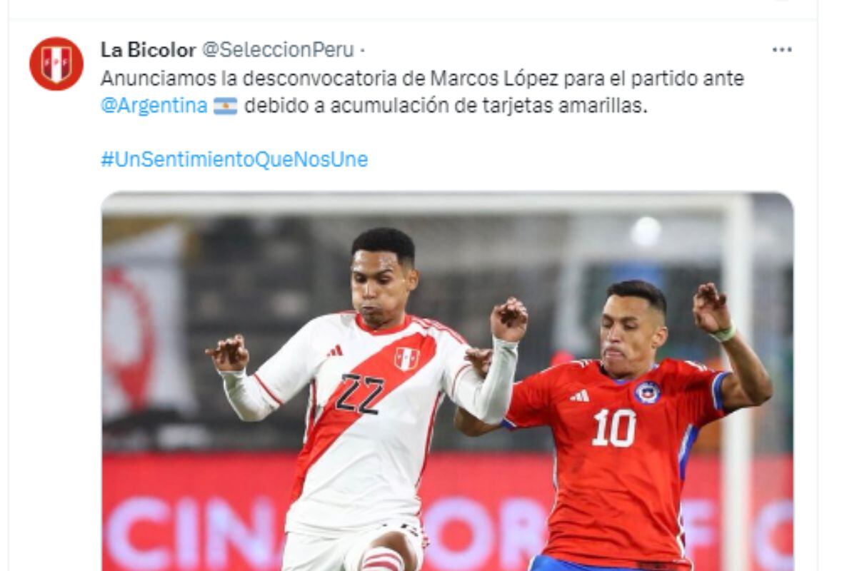 Marcos López quedó fuera de los planes ante Argentina y vuelve a Europa (@labicolor)