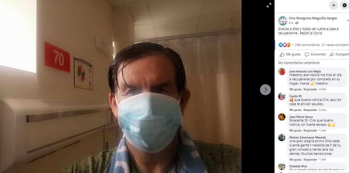 El doctor Ciro Maguiña utilizó las redes sociales para confirma la noticia de que venció al COVID-19. (Foto: Captura Facebook)
