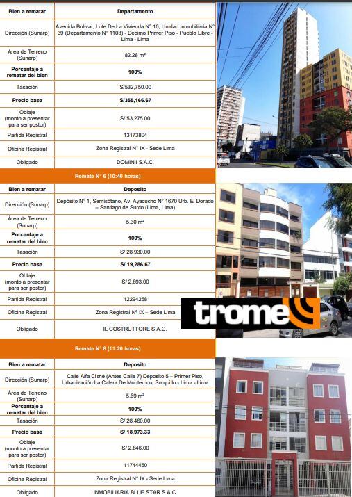 Nuevo remate de Indecopi. La subasta será este viernes 9 de junio.