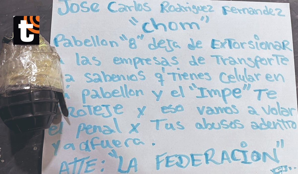 La granada y el mensaje que dejaron en el Penal Castro Castro.