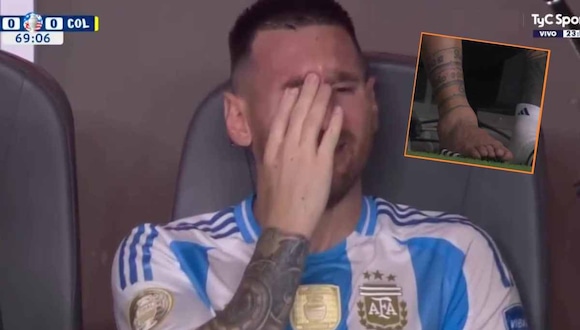 Lionel Messi llora por tener que saliir del campo de juiego en la Final de la Copa América.