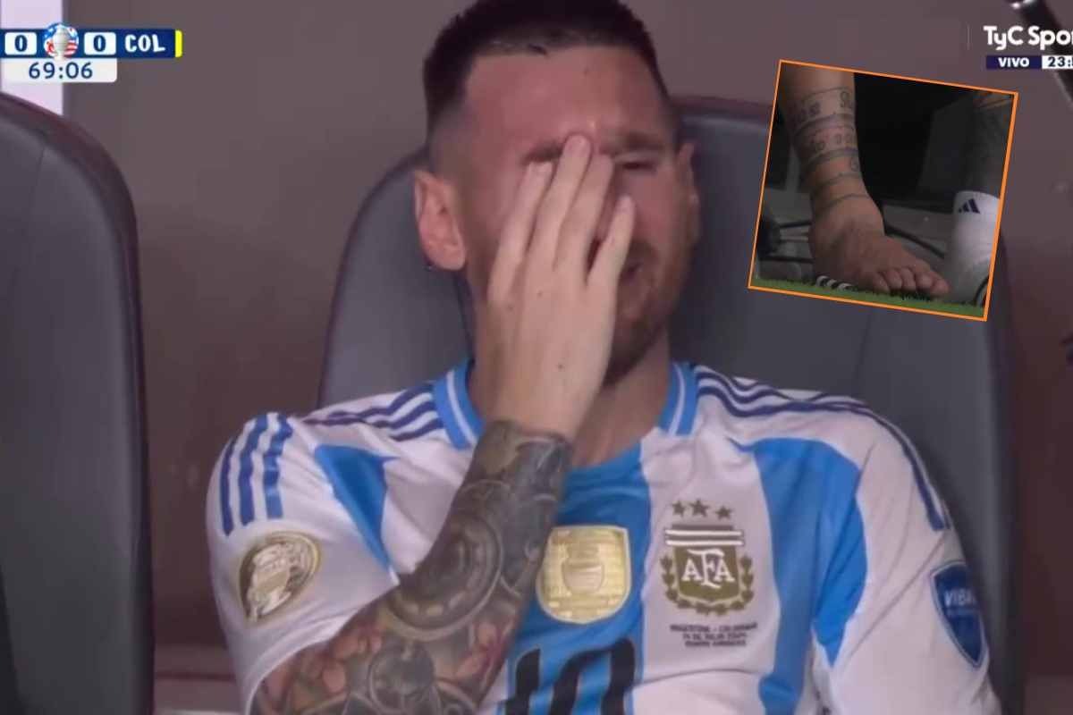 Lionel Messi llora por tener que saliir del campo de juiego en la Final de la Copa América.