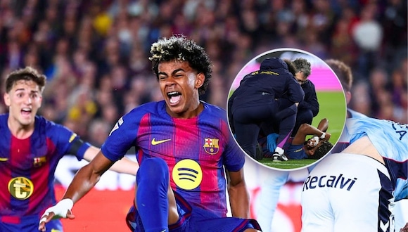 Lamine Yamal se fue lesionado del Barcelona vs. Celta de Vigo. (Video: ESPN)
