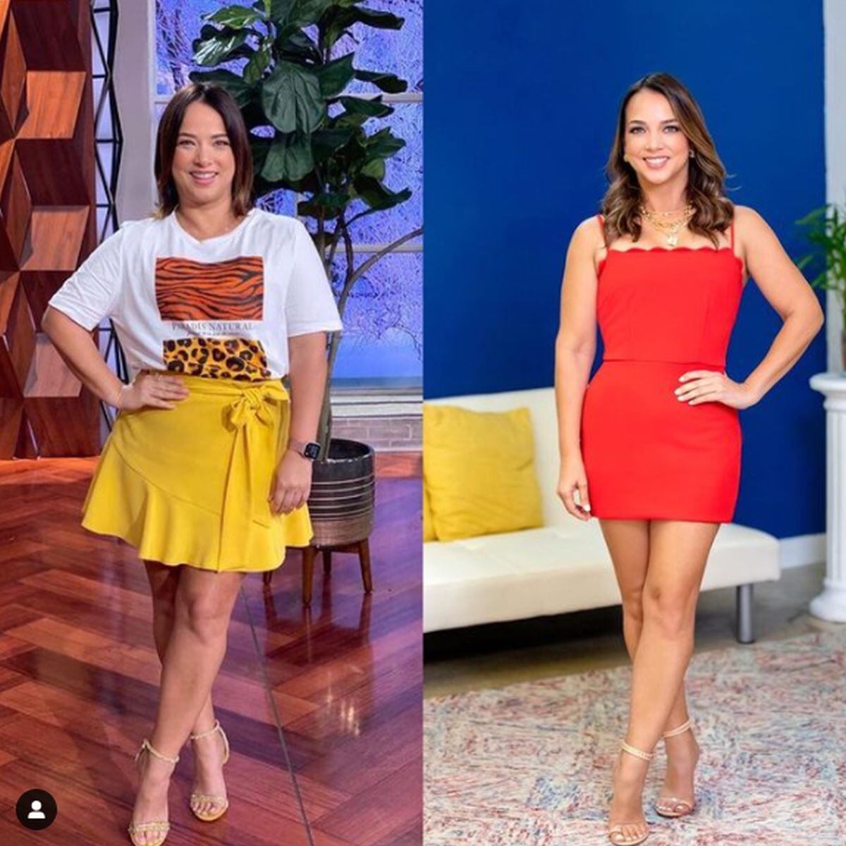 Dos fotografías de la conductora puertorriqueña antes y después de bajar de peso (Foto: Adamari López / Instagram)