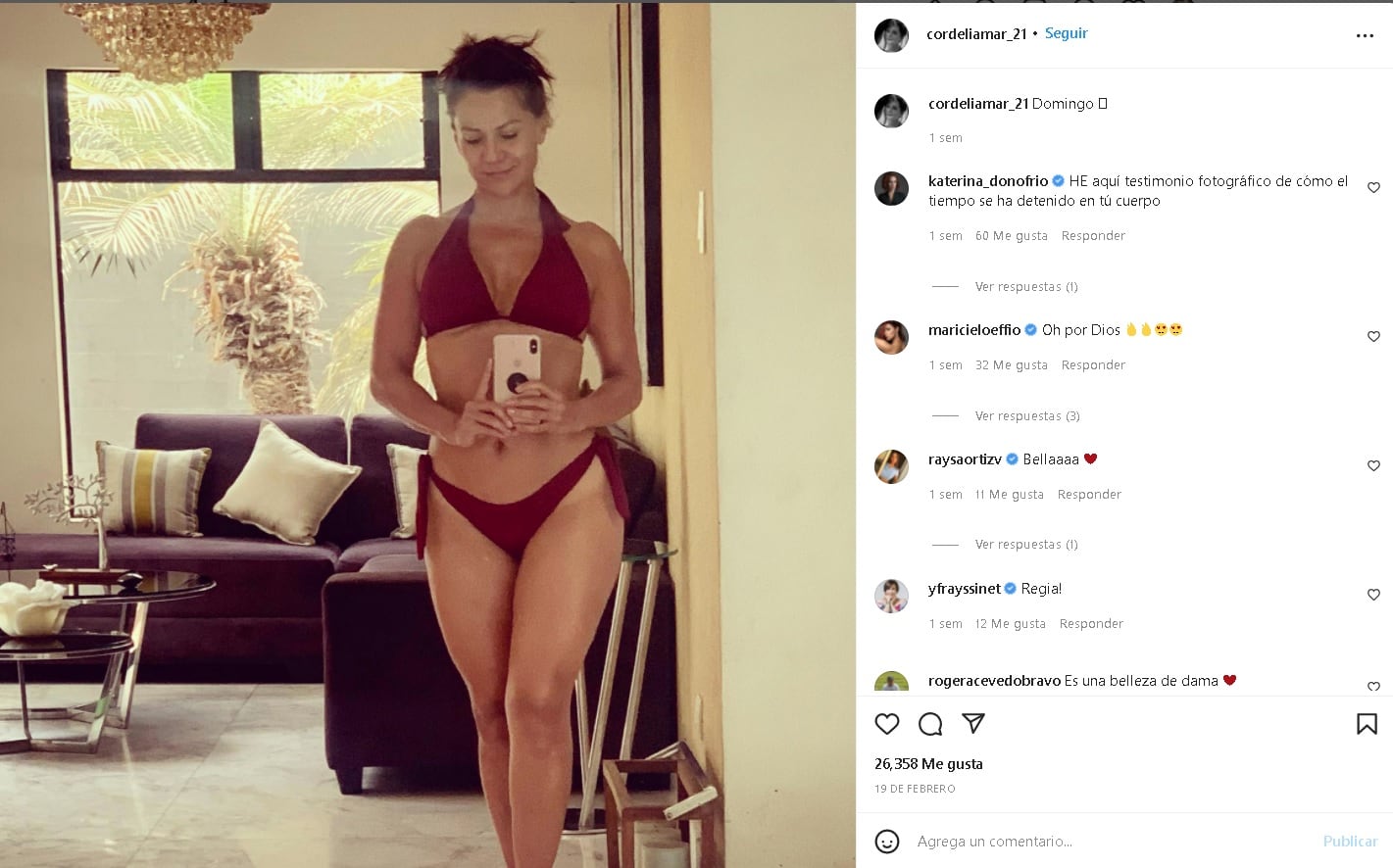 Foto de Mónica Sánchez causó suspiros entre sus seguidores. (@cordeliamar_21)