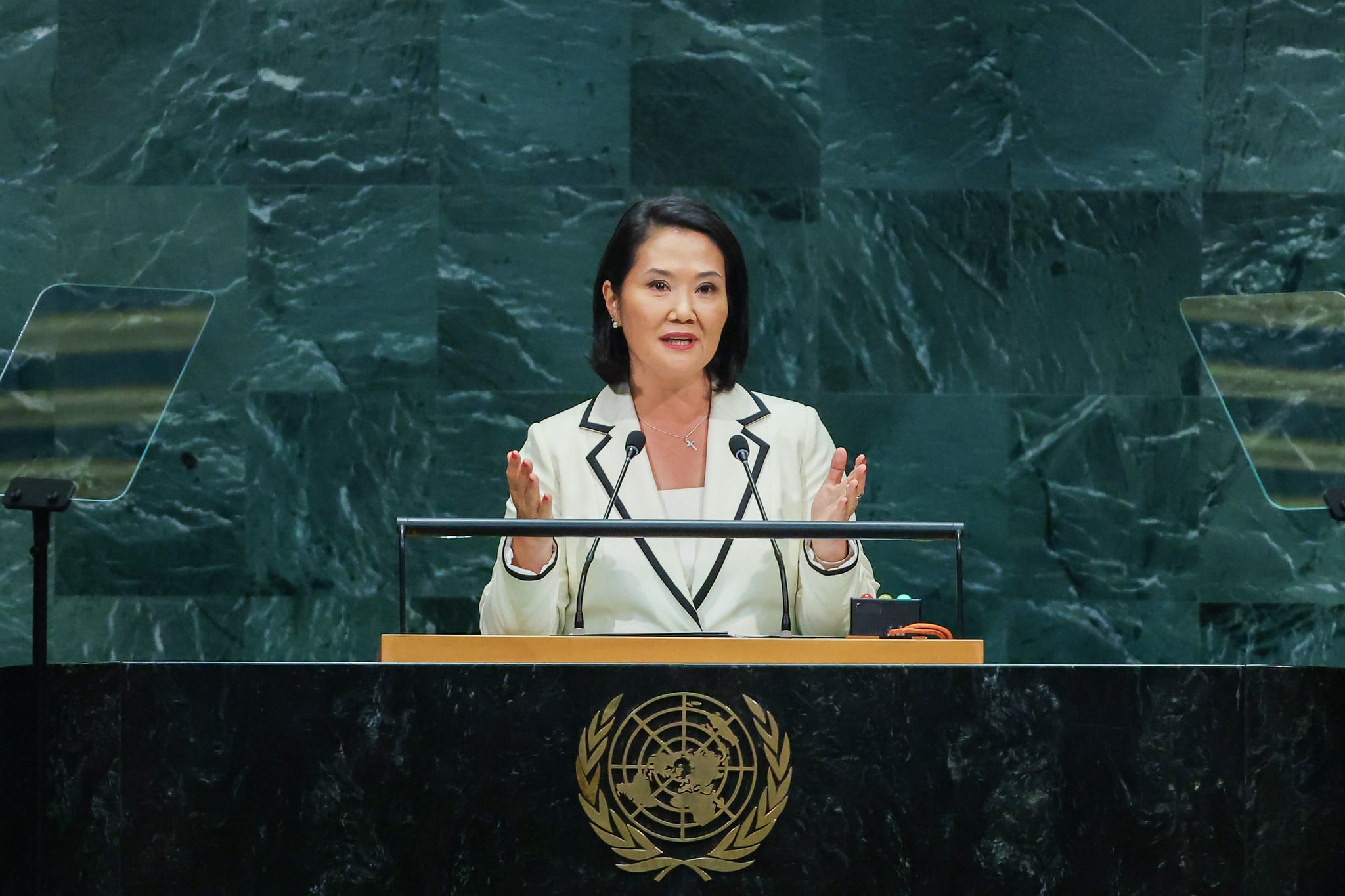 Keiko Fujimori pidió ante la ONU una respuesta firme contra el crimen en Perú: “Estas organizaciones son grupos terroristas”
