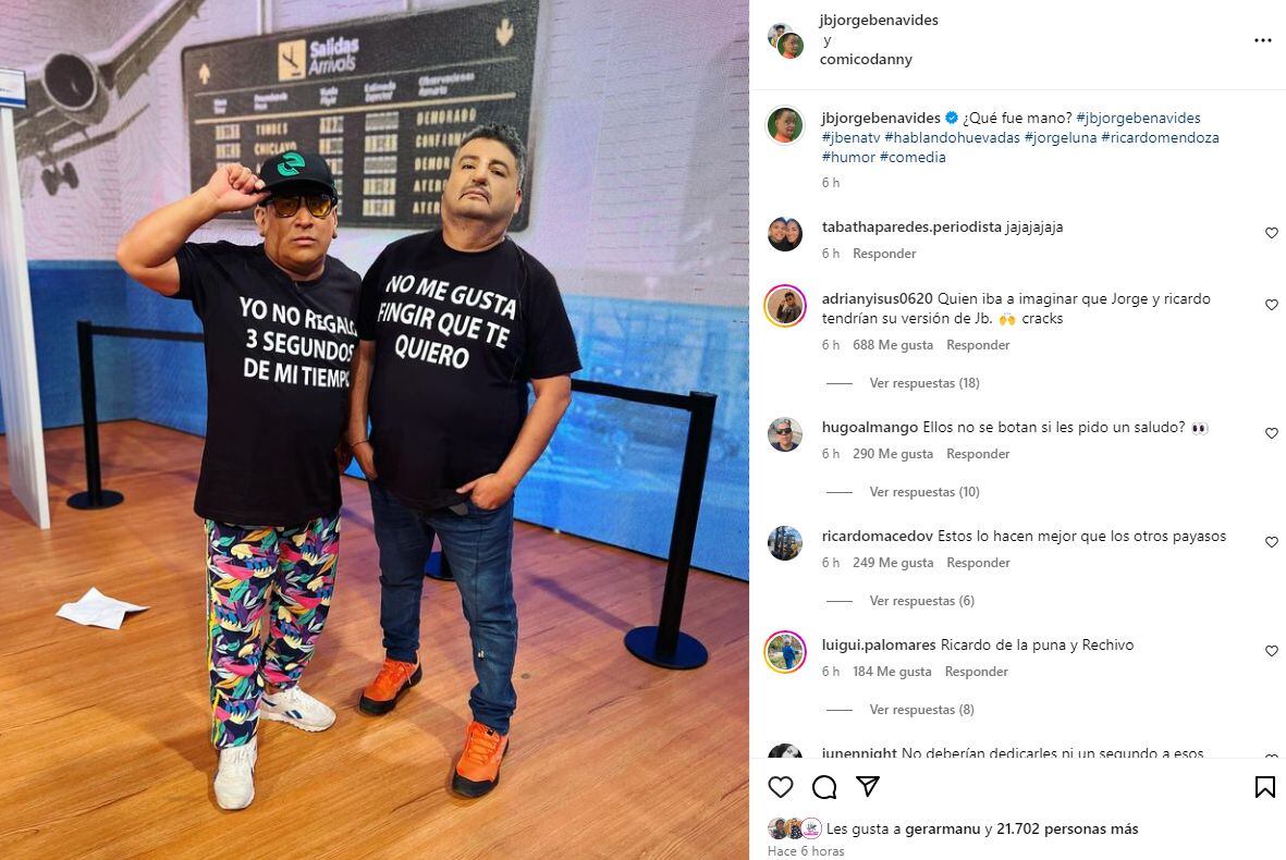 JB alista parodia de Jorge Luna y Ricardo Mendoza, conductores de Hablando Huevadas