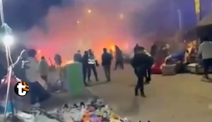 Pánico en Ayacucho: Explosiones en feria de navideña terminaron en incendios a poco de la Nochebuena