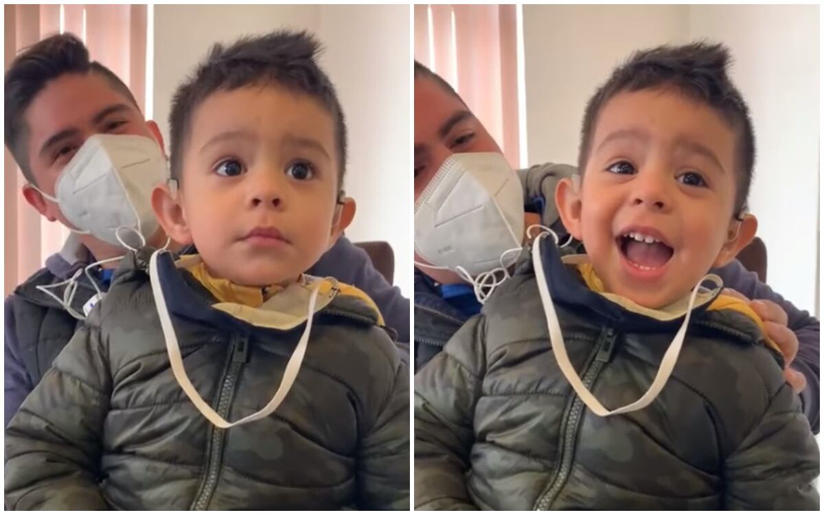La reacción de Emiliano Azuara, de dos años, al escuchar por primera vez se volvió viral en Internet. (Foto: Milenio Tamaulipas / Facebook)
