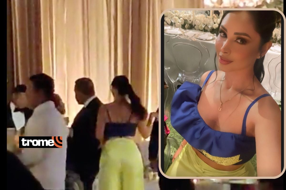 Pamela Franco se sintió cómoda con el look que llevó a la boda de Brunella Horna
y Richard Acuña (Foto: Trome)