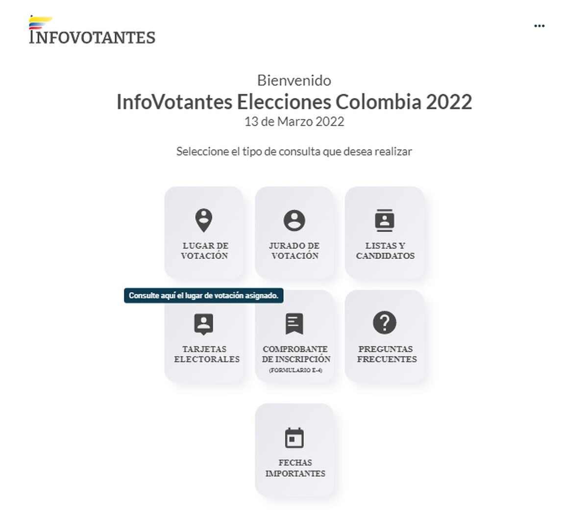 Haciendo clic en "Lugar de votación" podrás saber dónde sufragar en las elecciones legislativas del 13 de marzo en Colombia (Foto: Registraduría Nacional del Estado Civil de Colombia)