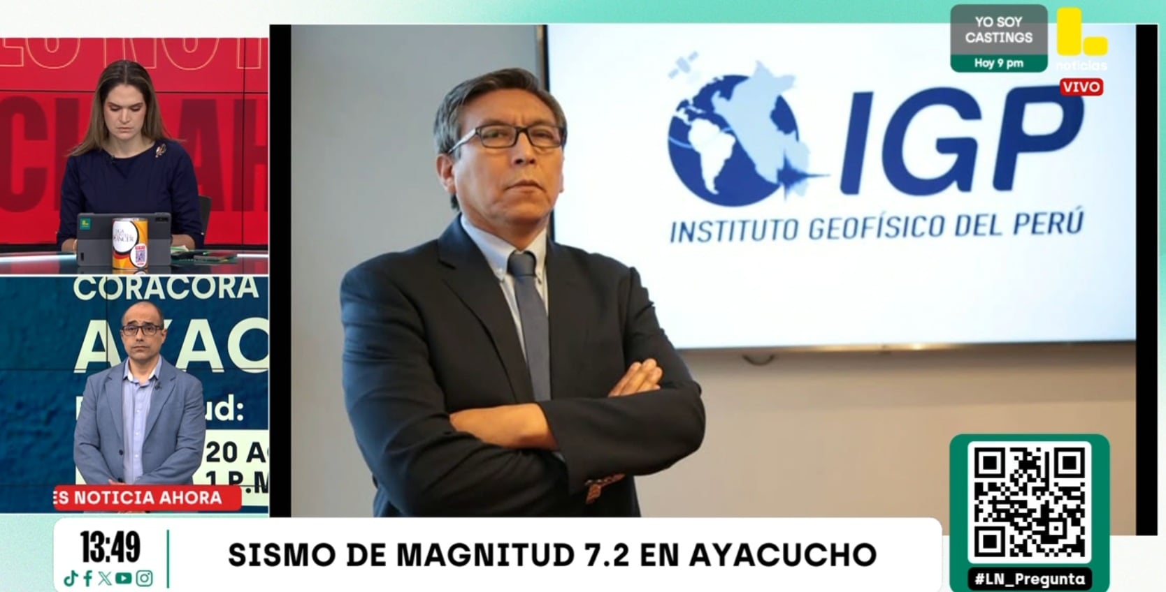 Jefe del IGP, Hernando Tavera, descartó daños humanos tras el sismo de magnitud 7.2 en Ayacucho.