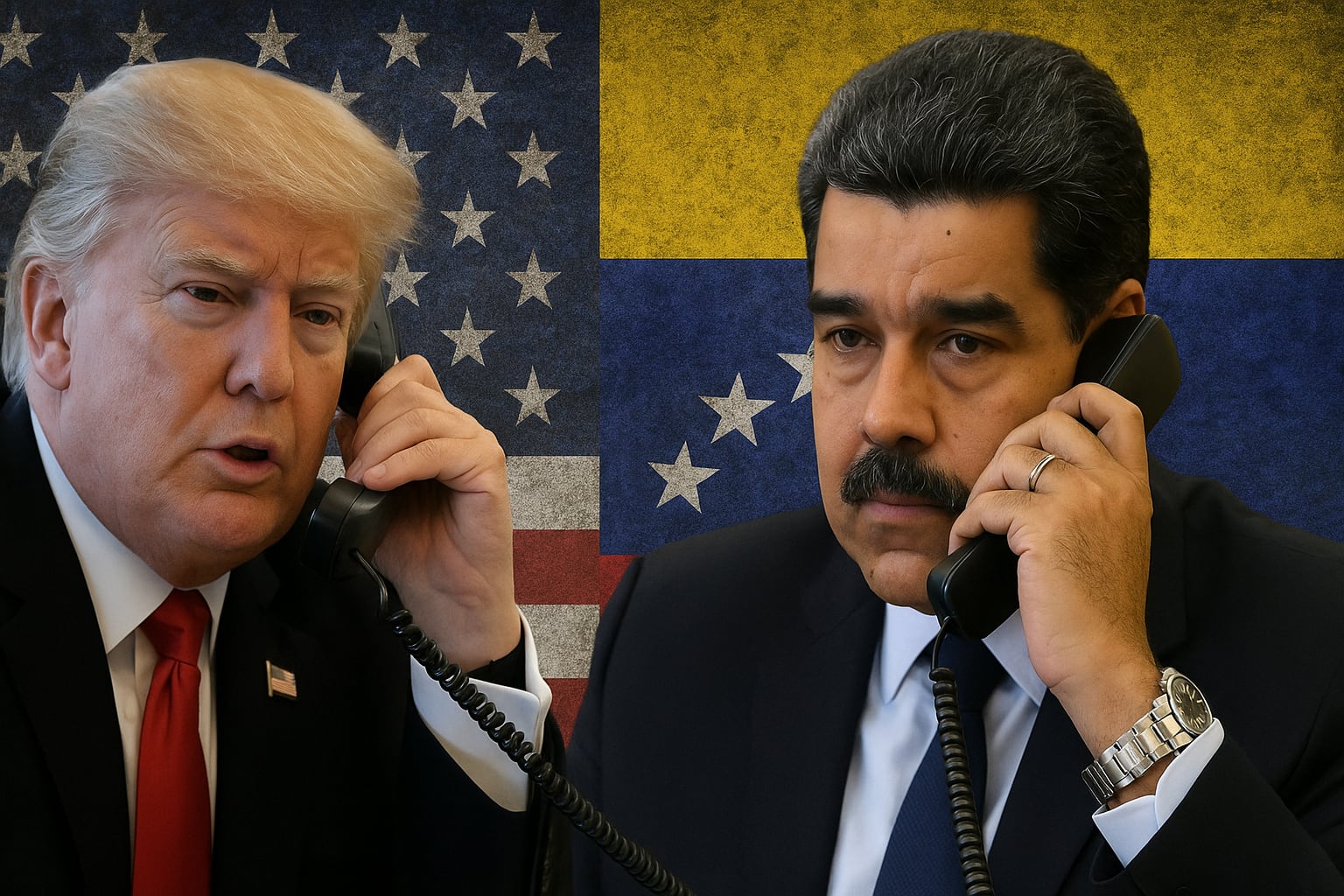 El presidente de Estados Unidos, Donald Trump, y el líder de Venezuela, Nicolás Maduro. (Imagen generada con inteligencia artificial, Chatgpt).