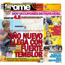 AÑO NUEVO LLEGA CON FUERTE TEMBLOR