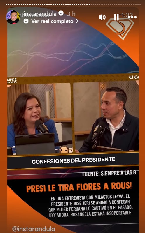 Presidente José Jerí sigue pensando que Rosángela Espinoza es una mujer muy atractiva.