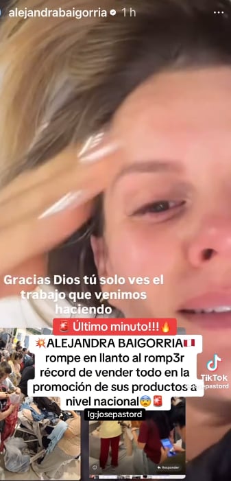 Alejandra Baigorria rompe en llanto de felicidad por vender todas sus prendas tras promoción de infarto.