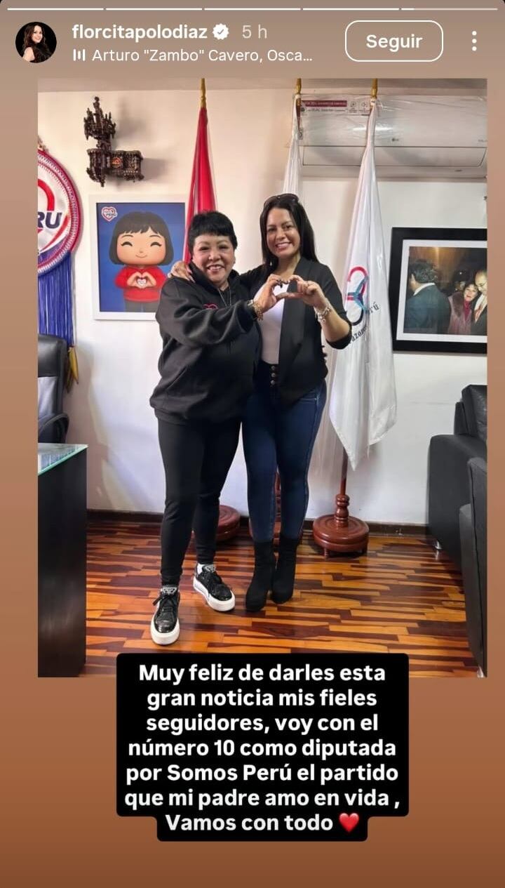 Flor Polo y la historia que compartió en sus redes sociales anunciando su postulación al Congreso | Foto: Instagram