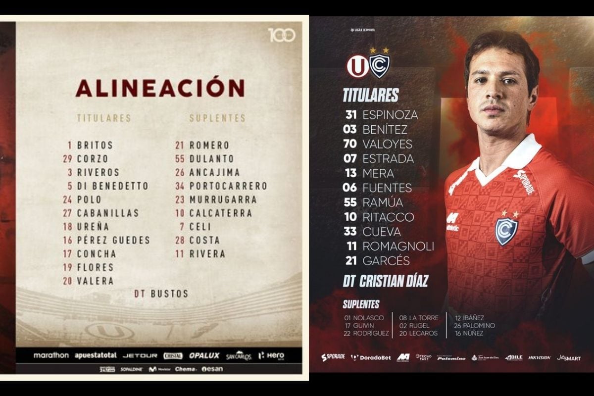 Estas son las oncenas que se fconfirmaron previo al 'U' vs Cienciano (Compsiición: GEC)