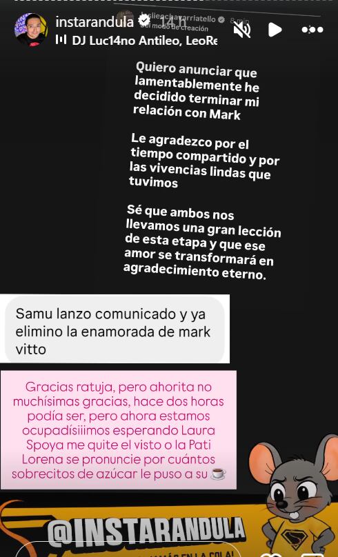 Enamorada de Mark Vito lanza comunicado sobre el término de su relación amorosa.
