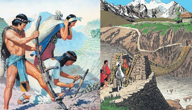 Trabajo de los incas ante huaicos. Foto: composición Trome