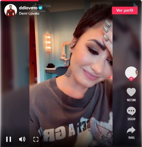 Demi Lovato, quien brillase en la cadena Disney la década pasada, reveló a sus miles de fanáticos la herida producto de un cuarzo (Foto: Demi Lovato/TikTok)