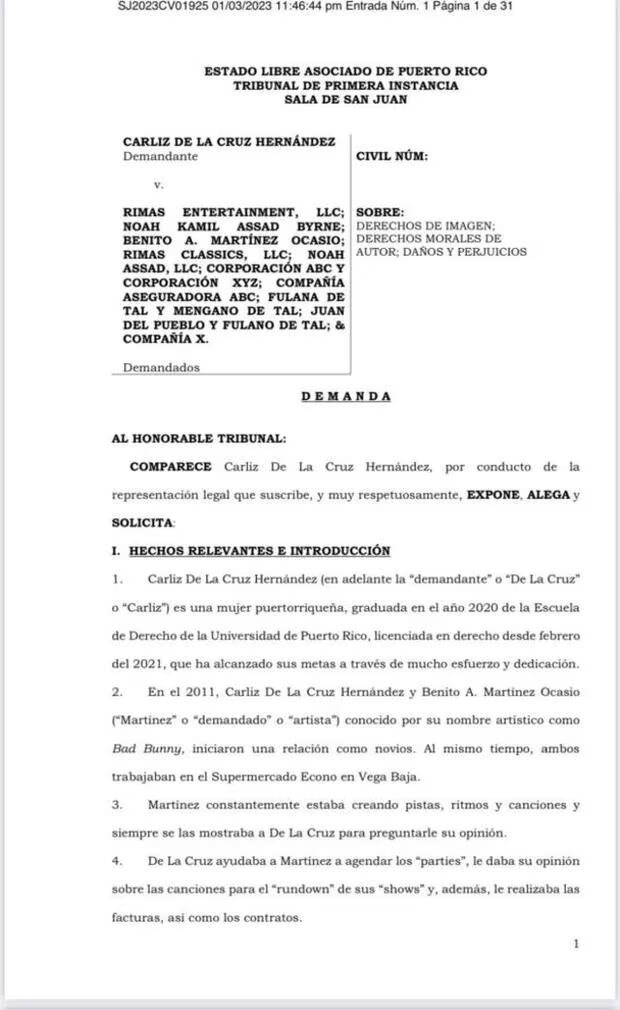 Exnovia de Bad Bunny lo demanda por 40 millones de dólares. Foto: Jay Fonseca