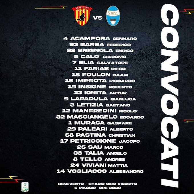 Lapadula fue convcado por Benevento a último partido de la Serie B (@bncalcio)