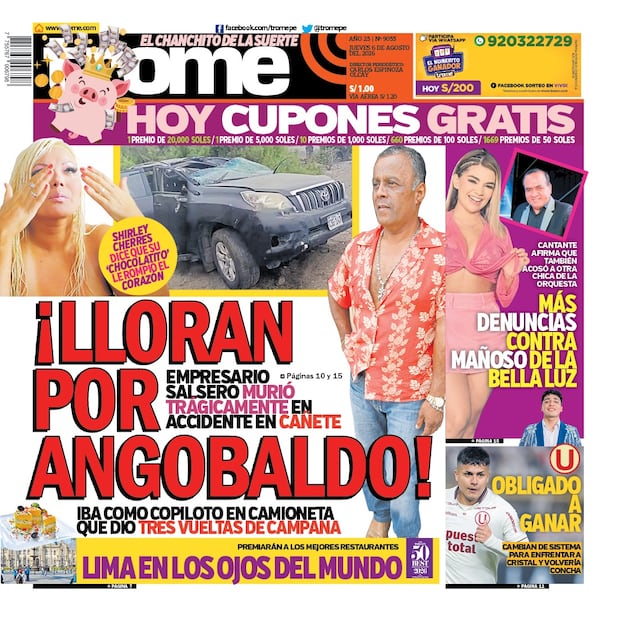 Portada Trome del jueves 6 de agosto de 2026