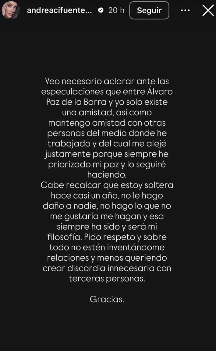 Comunicado de Andrea Cifuentes