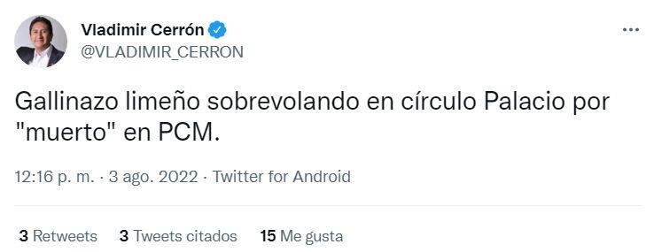Vladimir Cerrón sobre Aníbal Torres.