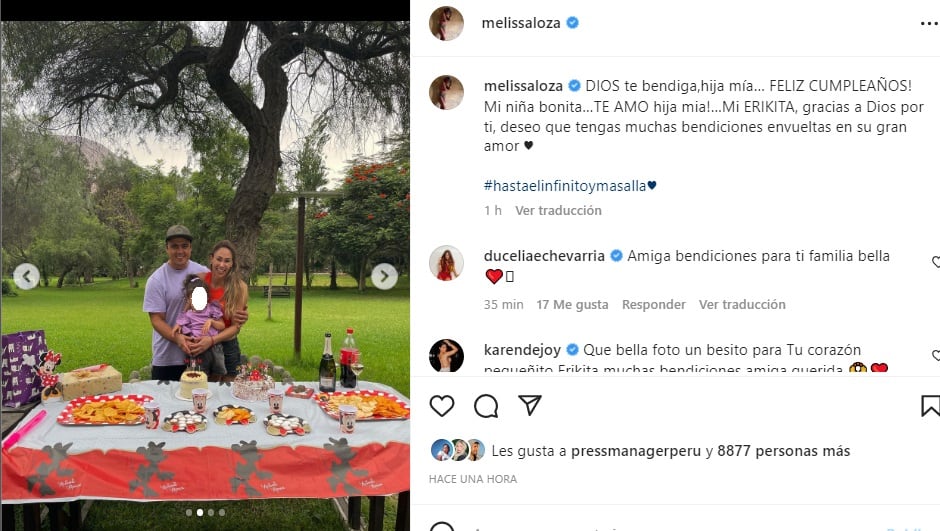 Melissa Loza y su pareja festejaron los 3 años de su hija. (Foto: @melissaloza).