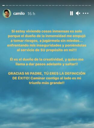 Camilo expresa su gratitud a Dios. (Foto: @camilo)