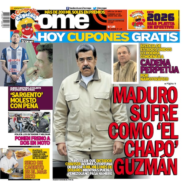 Portada Trome viernes 16 de enero de 2026