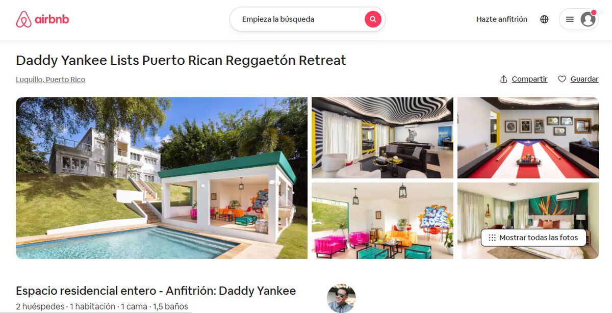 Detalles del portal que ofrece los servicios de la mansión de Daddy Yankee (Foto: Airbnb)