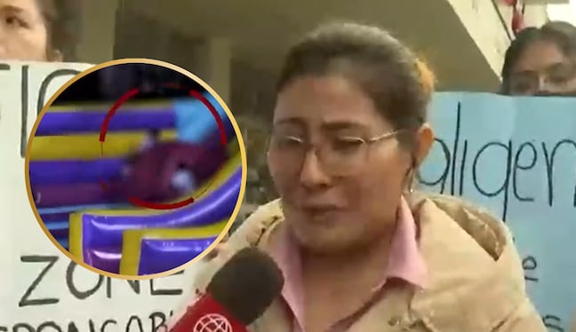 Niña sale volando en juegos inflables
