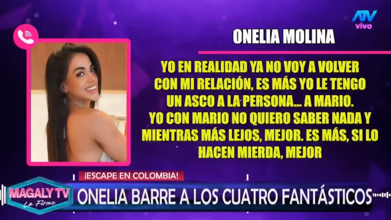Onelia Molina reveló que siente actualmente por Mario Irivarren.