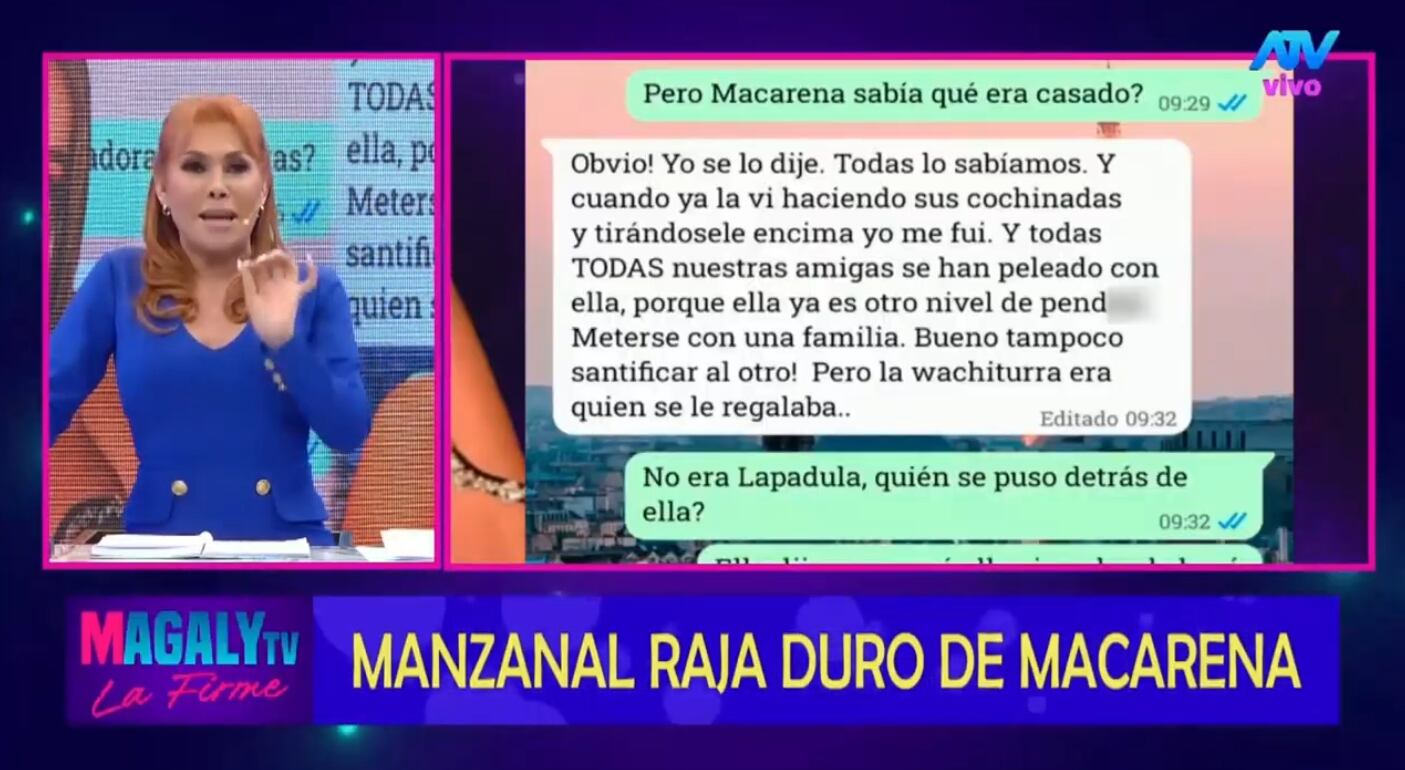 Paula Manzanal dice que Macarena Gastaldo sabía que Gianluca Lapadula era casado.