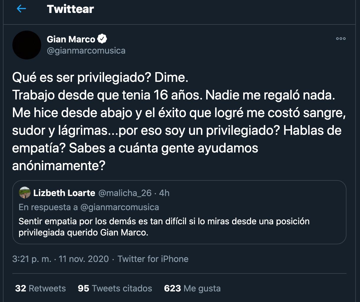 Gian Marco recibe críticas por decir que se hizo desde abajo