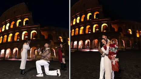 ¡Dijo que si! Jota Benz le propone matrimonio a Angie Arizaga frente al Coliseo Romano