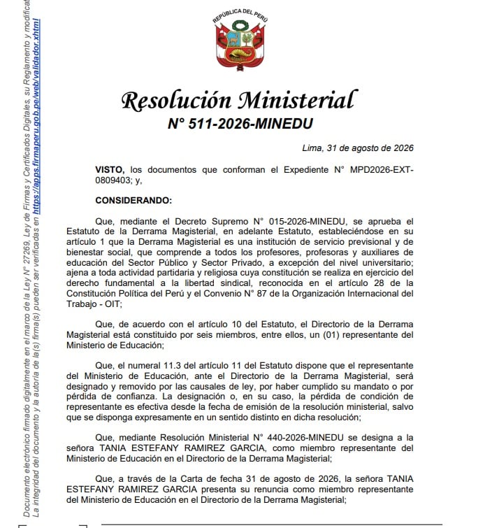 Resolución sobre Tania Ramírez.