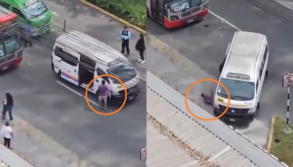 TROME | Chofer de combi arrolla y arrastra a una persona (Twitter)