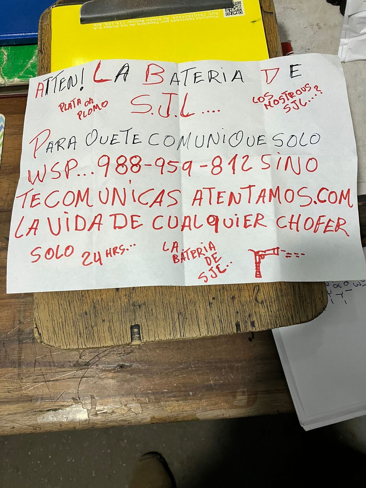 Este es el mensaje que días antes le dejaron a la empresa Santa Catalina.