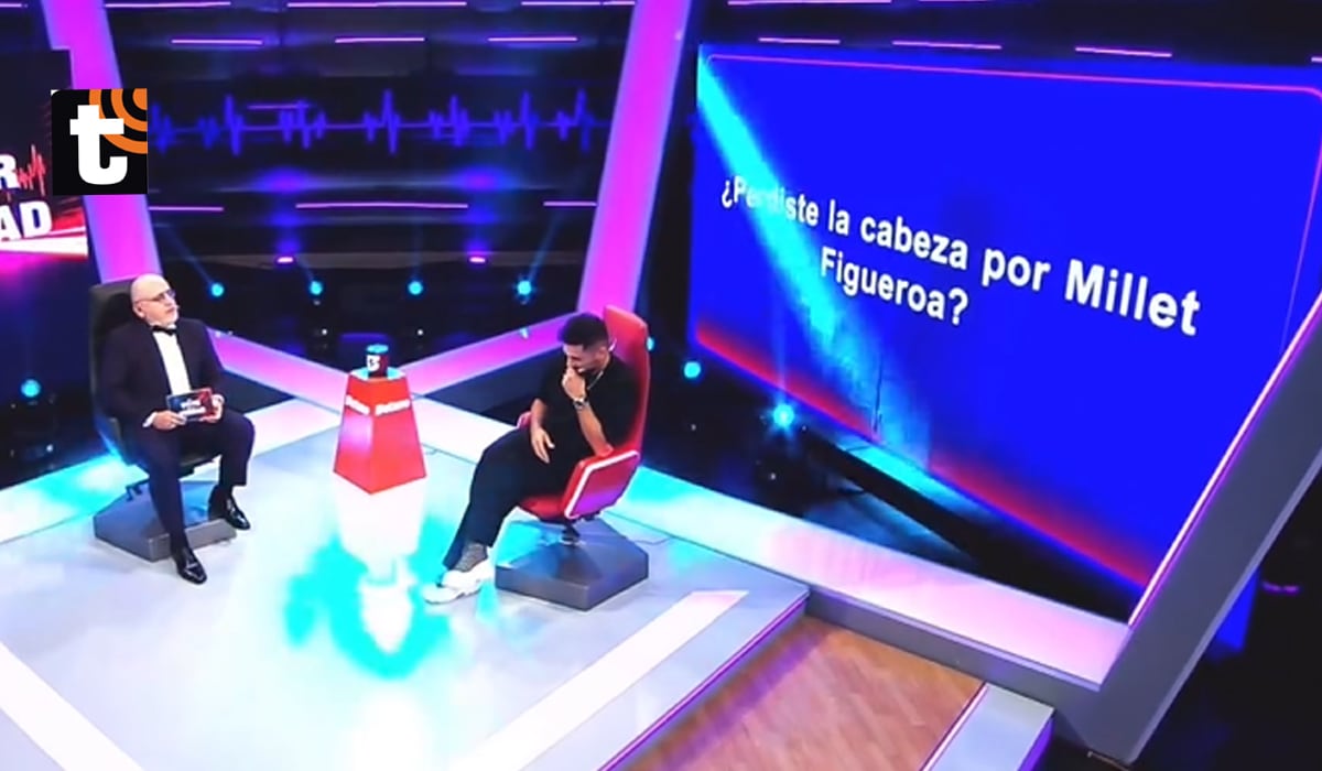 Pablo Heredia durante la pregunta que lo involucra con Milett Figueroa.