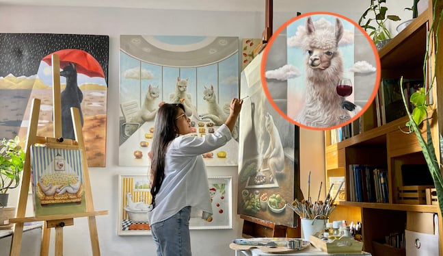 La artista arequipeña presenta 45 obras en Azerbaiyán. Foto: Sol Alejo.