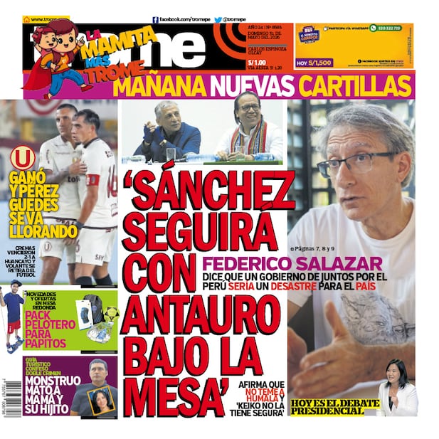 Portada Trome domingo 31 de mayo del 2026