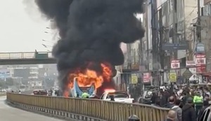 San Martín de Porres: Bus de transporte público se incendió en avenida Túpac Amaru